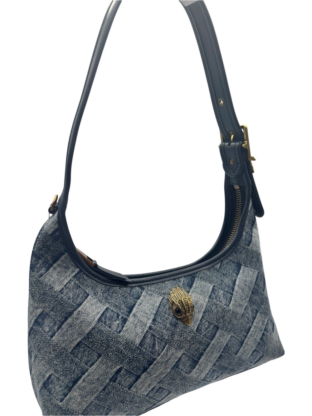 KURT GEIGER London Kensington Denim Weave Print Shoulder Bag w/ Dust Bag - Picture 7 of 16
